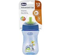 Chicco Advanced Cup Verre anti-goutte en plastique, 266 ml avec paille, bec ergonomique et valve, sans BPA, bleu