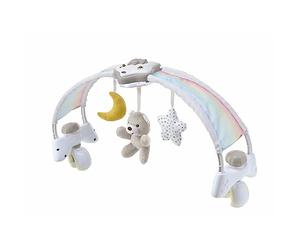 Chicco Arche Arc en Ciel Jeu de Développement 2 en 1 Compatible avec le Lit Next2Me, Panneau de Berceau avec Arche Arc-en-ciel et Veilleuse avec Musique et Pendentifs - Jouet Bébé 0+ Mois, beige