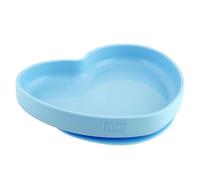 Chicco Assiette Cœur avec Ventouse pour Enfants, Assiette en Silicone, Souple et Résistante, Lavable au Lave-Vaisselle, Adaptée au Micro-Ondes, 12+ Mois, Bleu