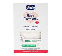 Chicco Baby Moments Amido di Riso, Apaisant et Rafraîchissant, Nettoyage Doux sans Irriter ou Assécher la Peau, Action Émolliente, Bain pour Bébé, Poudre de Talc, 250 g, 0 Mois+