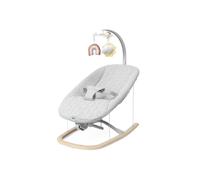 Chicco Bascule Zen Wave avec mouvement à bascule naturel, convient de la naissance à 9 kg, barre à jouets amovible avec 3 jouets, pliable compact et fin, en bois, gris