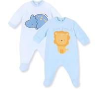 Chicco Bébé garçon Lot de 2 Grenouillères avec Pieds Intégrés en Chenille NOS_2