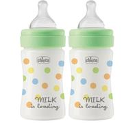 Chicco Biberon à débit lent Perfect Easy, avec tétine Physio en silicone souple et finition Soft Sense, anti-colique, réduit la régurgitation et l'irritabilité, biberon en verre de 240 ml, 0m+