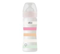 Chicco Biberon Bien-Être Débit Moyen, Tétine Physio en Silicone Souple et Doux, Système Anti-Colique, Réduit les Régurgitations et L'Irritabilité, Biberon en Plastique de 250 ml, 2 Mois et plus, Rose
