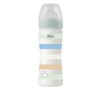 Chicco Biberon Bien-Être Débit Moyen, Tétine Physio en Silicone Souple et Doux, Système Anti-Colique, Réduit les Régurgitations et L'Irritabilité, Biberon en Plastique de 250 ml, 2 Mois et plus, Bleu