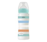 Chicco Biberon Bien-Être Débit Rapide, Tétine Physio en Silicone Souple et Doux, Système Anti-Colique, Réduit les Régurgitations et L'Irritabilité, Biberon en Plastique de 330 ml, 4 Mois et plus, Bleu