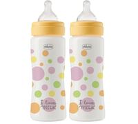 Chicco Biberon Perfect Easy Fast Flow, avec tétine Physio en silicone souple et finition Soft Sense, anti-colique, réduit la régurgitation et l'irritabilité, biberon en plastique de 330 ml, 4m+