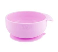 Chicco Bol en Silicone avec ventouse pour Bébés, Résistant, Facile à Nettoyer Assiette pour Aliments Semi-Liquides avec Poignée Ergonomique - dès 6 Mois, Rose Clair