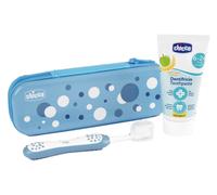 Chicco Brosse à Dents Junior + Dentifrice 6-24M Avec Trousse Bleu