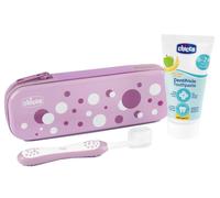 Chicco Brosse à Dents Junior + Dentifrice 6-24M Avec Trousse Lilas