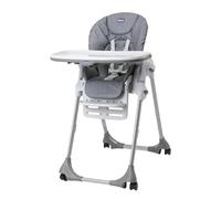 Chicco Chaise haute Réglable Polly Easy pour enfants de 6 mois à 3 ans (15 kg), inclinable, avec hauteur et repose-pieds réglables, 4 roues, pliage - Gris Mélange