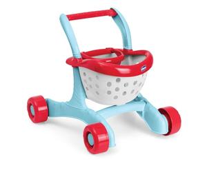 Chicco Chariot Premiers Pas 2 en 1, Robuste avec Roues, pour Enfants, Jeu de Rôle Courses et Formes, avec Siège pour Poupée, Jeu Créatif, Comprend 3 Fruits, Jeux Premiers Pas, 9-24 Mois