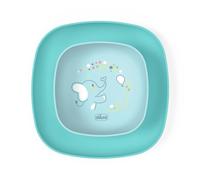 Chicco Coffret Repas pour Enfants, Set Repas de Sevrage avec 1 Assiette Plate et 1 Bol, 2 Pièces, Set plats empilables, gain d’espace, 12+ Mois, Bleu clair