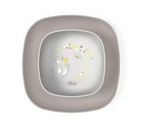 Chicco Coffret Repas pour Enfants, Set Repas de Sevrage avec 1 Assiette Plate et 1 Bol, 2 Pièces, Set plats empilables, gain d’espace, 12+ Mois, Gris