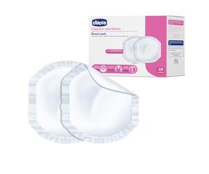 Chicco Coupelles absorbantes jour et nuit, antibactériennes, ultra-absorbantes, douces et respirantes, avec bande adhésive pour maintenir les coupelles en place, design discret, 30 pièces, blanc