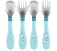 Chicco Couverts en Acier Inoxydable, Couverts Enfants, Set Bouillie, Fourchette et Cuillère pour Enfants, en Acier Inoxydable, Facile à Porter, Set Sevrage Première Bouffe, 2 Pièces, 18M+, Bleu clair