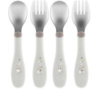 Chicco Couverts en Acier Inoxydable, Couverts Enfants, Set Bouillie, Fourchette et Cuillère pour Enfants, en Acier Inoxydable, Facile à Porter, Set Sevrage Première Bouffe, 2 Pièces, 18M+, Gris