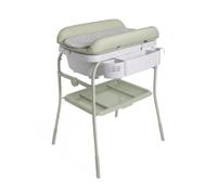 Chicco Cuddle & Bubble Baignoire Ergonomique pour bebé, avec matelas et réducteur souple, hauteur réglable, fermeture compacte, organiseur pour parents, max. 11 kg, gris et vert