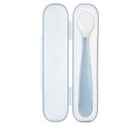 Chicco Cuillère en silicone souple de 6 m + avec sac de voyage pratique, pointe flexible pour protéger les gencives et longue poignée ergonomique, 0% BPA, idéale pour les déplacements