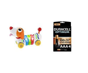 Chicco- Dog Re Mi Chien électronique radiocommandé, 9336000000, Multicouleur + Duracell - Nouveau Piles alcalines AAA Optimum, 1.5 V LR03 MX2400, Paquet de 4