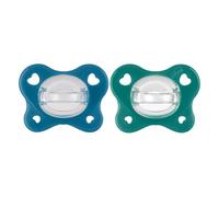 Chicco Dual Soft Lot de 2 tétines en silicone pour bébé garçon de 16 à 36 mois - Bicolore - Favorise la respiration et favorise le bon développement de la bouche