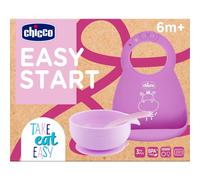 Chicco Easy Start Set Vaisselle Silicone Rose 6M+