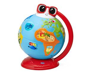 Chicco Edu Globe, Globe Parlant Éducatif, Idéal pour Apprendre La Géographie, La Musique, Les Anecdotes, La Flore, La Faune Et Plus Encore, 300+ Phrases, Quiz Et Chansons, Méthode Montessori