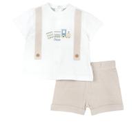 Chicco, Ensemble Bébé avec T-shirt et Short Élégants, avec Ouverture dans le Dos avec Boutons, avec Graphiques Modernes et à la Mode, en Coton, Lavable en Machine, 0-24 Mois, Conçu en Italie