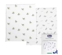 Chicco Draps-housses berceau en fibre de bambou – Lot 2 – 50x83 cm – Motif feuilles et escargot