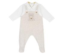 Chicco Grenouillère bébé mixte Coton doux, ouverture entrejambe Printemps/Été Beige/Blanc Taille 62