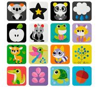 Chicco Jeu de mémo évolutif Montessori 1 an +, Jeu de mémoire avec 36 Cartes, 18 Paires de Contraste élevé et de Couleurs, stimule la Vue, l'observation et la Concentration, mémoire pour Enfants