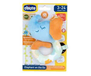Chicco Jouet Doux avec Hochet Éléphant, Peluche en Tissu Doux Recy vec Un Hochet à l'Intérieur, Facile à Saisir, pour l'Attacher à Une Poussette ou Un Siège Auto, 3-24 Mois