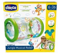 Chicco Rouleau musical gonflable 2‑en‑1, effets sonores, thème jungle, 6 mois à 3 ans