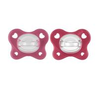 Chicco Lot de 2 tétines en silicone Dual Soft - Pour bébé fille de 16 à 36 mois - Bicolore - Favorise la respiration et favorise le bon développement de la bouche