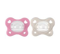Chicco Lot de 2 tétines en silicone Dual Soft - Pour bébé fille de 6 à 16 mois - Bicolore - Favorise la respiration et favorise le bon développement de la bouche