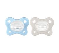 Chicco Lot de 2 tétines en silicone Dual Soft - Pour bébé garçon de 2 à 6 mois - Bicolore - Favorise la respiration et favorise le bon développement de la bouche