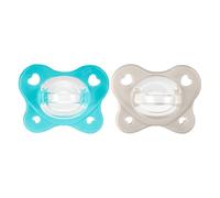 Chicco Lot de 2 tétines en silicone Dual Soft - Pour bébé garçon de 6 à 16 mois - Bicolore - Soutiennent la respiration et favorisent le bon développement de la bouche