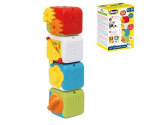 Chicco Lot de 4 Blocs colorés d'animaux à empiler pour Un Plaisir sensoriel, activités manuelles et logiques, Jouet pour Enfants, 10-36 Mois
