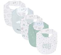 Chicco, Lot de 5 Bavoirs Bébé Garçon et Fille en Coton Doux, Taille Unique, Designed in Italy
