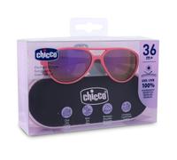 Chicco Lunettes de soleil Baby 36m+, verres résistants et anti-rayures, protègent des rayons UVA et UVB, monture souple et flexible, verres miroirs colorés, étui à lunettes de soleil inclus, Rose