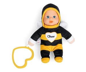 Chicco My Doudou Poupée en Tissu Doux avec tête en Vinyle et détails Peints à la Main, Jouet sensoriel avec Anneau en Forme de cœur et Couleurs Douces, Lavable en Machine, à partir de 0 Mois