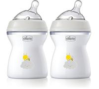 Chicco Natural Feeling Biberon Anti-Colique 2M plus 250ml Biberon avec Tétine en Silicone - Flux Moyen - Couleur Neutre (Lot de 2)