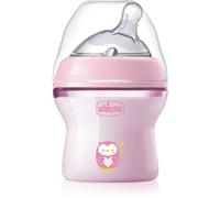 Chicco Biberon Natural Feeling 0M+ – Anti-colique, tétine en silicone, flux lent – 150 ml Rose