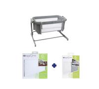 Chicco Next2Me Magic Evo Starter Bundle avec Berceau Next2Me Magic Evo, Housse de Matelas en Tissu éponge hygiénique et Ensemble de Berceau, 2 pièces, Gris foncé