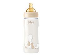 Chicco Original Touch Biberon anti-coliques avec tétine en caoutchouc d'origine 100% naturelle, biberon avec débit réglable 4 mois + Biberon avec bouteille en plastique de 330 ml, beige
