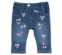 Chicco, Pantalon Jeans avec fleurs cousues pour bébé, bleu, 9 mois