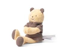 Chicco Peluche Nouveau-né en Velours Doux Ours, Jeu Interactif avec Tintement Sensoriel et Velcro, Différentes Textures pour Le Développement Tactile, Cadeau de Naissance, 0 Mois