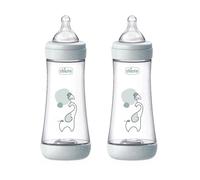 Chicco PERFECT 5 2 Biberon anti-coliques de 300 ml, biberon à débit rapide pour les plus de 4 M+ avec tétine en silicone souple, biberon similaire au sein maternel, biberon pour allaitement mixte