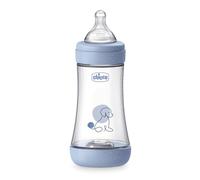 Chicco PERFECT 5 Biberon anti-coliques de 240 ml, biberon à débit moyen pour 2 mois + avec tétine en silicone souple, biberon similaire au sein maternel, biberon anti-coliques pour allaitement mixte