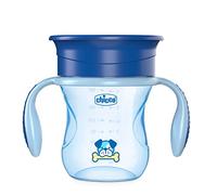 Chicco Perfect Cup Premier Verre pour Enfants 200 ml, 1 Tasse Biberon 12+ Mois pour Apprendre à Boire, avec Membrane en Silicone à 360° et Poignées Amovibles, Bleu